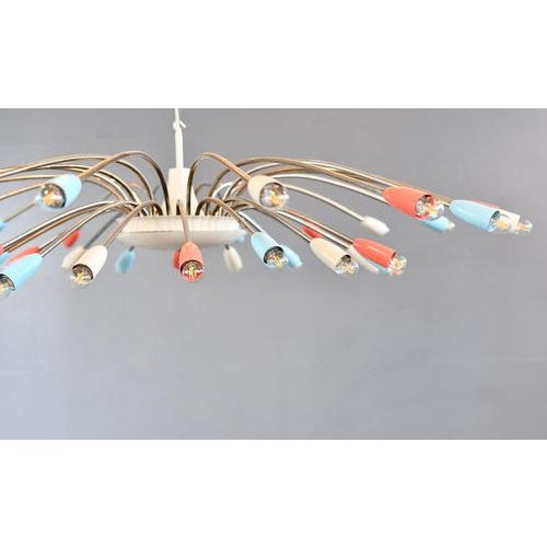 Metal Mid-Century Sputnik Chandelier 1960s For Sale - Image 7 of 10