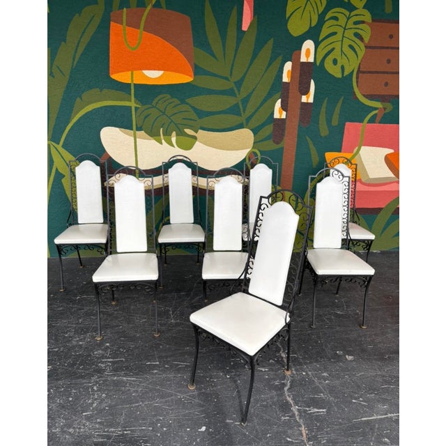 Mid Century Wrought Iron Dining Chairs Attr. To Arthur Umanoff For Sale - Image 10 of 12