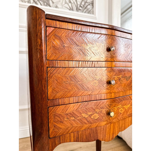 Mid-Century French Louis XV Style Marquetry Nightstands, 1950s, Set of 2 For Sale - Image 16 of 18
