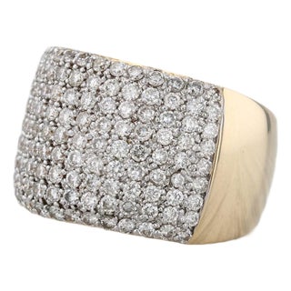 1.40ctw Pave Diamond Ring 14k Yellow Gold Size 7.25 Cocktail For Sale