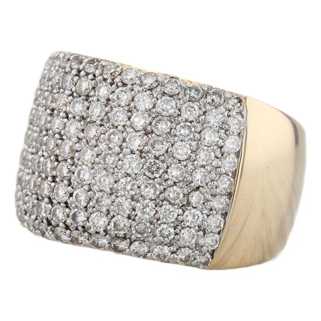 1.40ctw Pave Diamond Ring 14k Yellow Gold Size 7.25 Cocktail For Sale