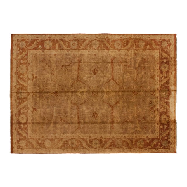 New Gold Wash Indian Oushak Design Rug - 9'11" X 13'7" For Sale