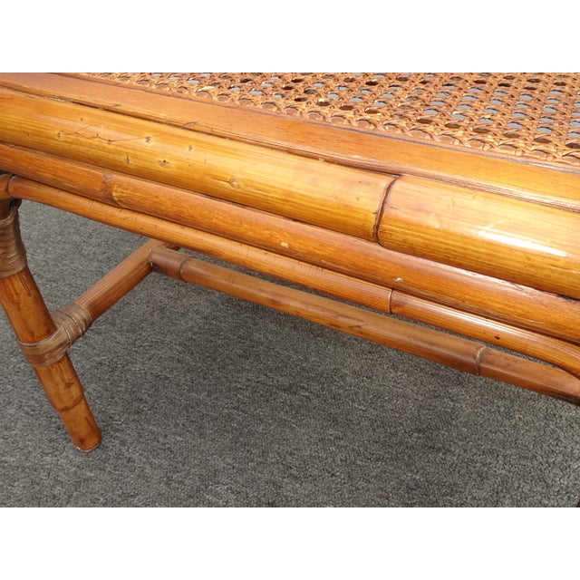 Pair Vintage Baker Furniture Side Chairs ~ Chinoiserie Bamboo Cane Brown Chairs For Sale - Image 15 of 15