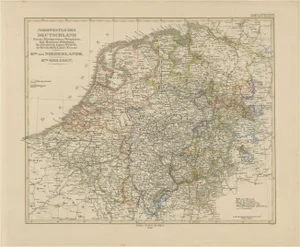 Antique Map of Prussia, Hanover, Netherlands and Belgium 1858