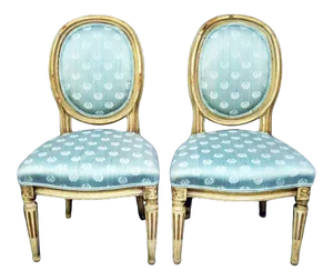 Antique Petite Louis-XVI Type French Chairs - a Pair