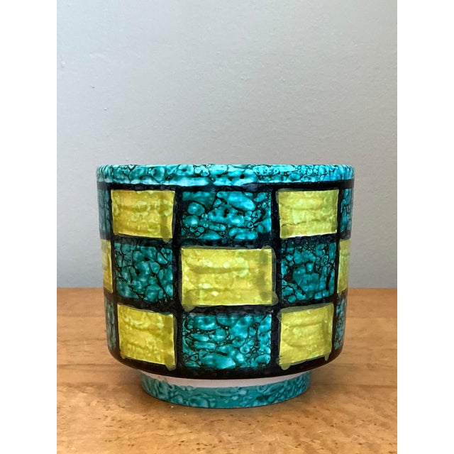 Mid 20th Century Vintage Italian Checkerboard Ceramic Cache Pot For Sale - Image 5 of 12