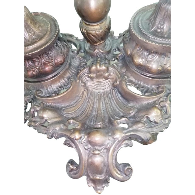 Baroque Inkwell Lamp in Chiselled Bronze with Putto For Sale - Image 3 of 9
