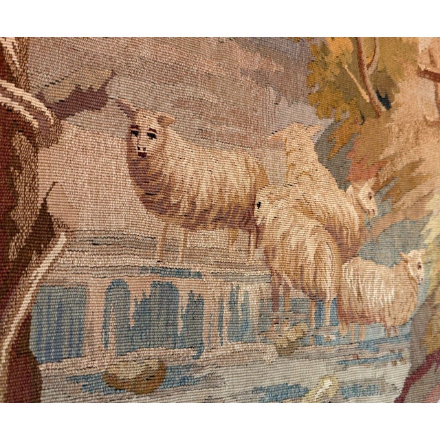 French 19th Century French Wool Aubusson-Style Pastoral Landscape Tapestry For Sale - Image 3 of 9