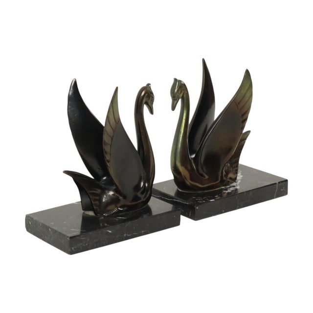 French Art Deco Swan Bookends, 1930s, Set of 2 For Sale - Image 6 of 18