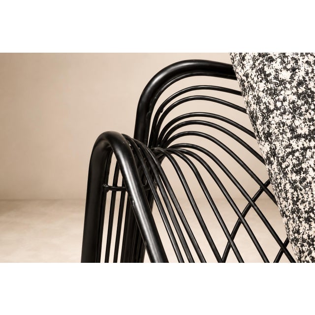 1960s Pair of Organic-Shaped Iron Armchairs With Bouclé Upholstery, Brazil, 1950s For Sale - Image 5 of 18