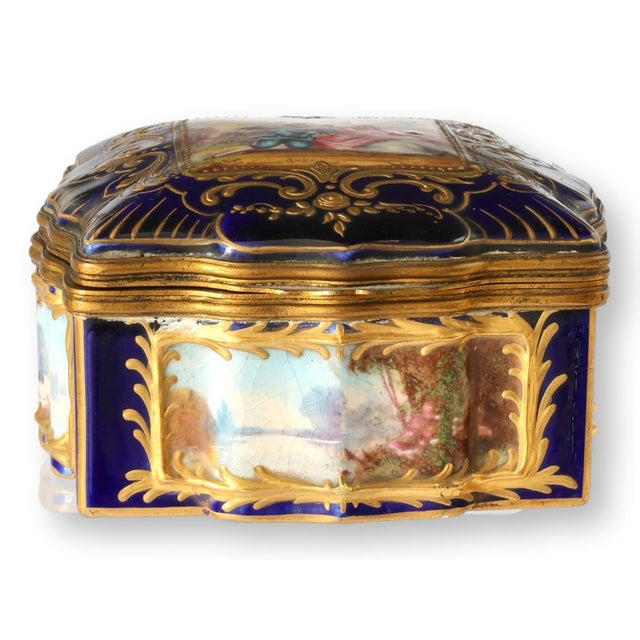 Limoges, France 19thC French Sèvres Style Porcelain Box For Sale - Image 4 of 8
