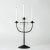 Beautiful candelabra by Erik Höglund, made from wrought iron and glass. The rustic iron stem is adorned with four pear...