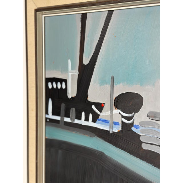 Mid-Century Modern Bertil Sjöberg, Midnight Harbour, Oil on Panel, Framed For Sale - Image 3 of 18