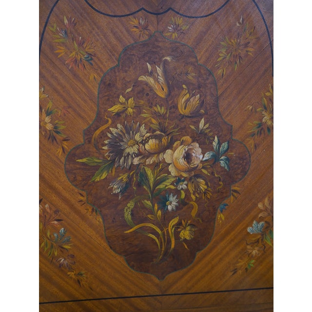 Pair of Vintage Paint Decorated French Style Carved Twin Beds For Sale - Image 15 of 18
