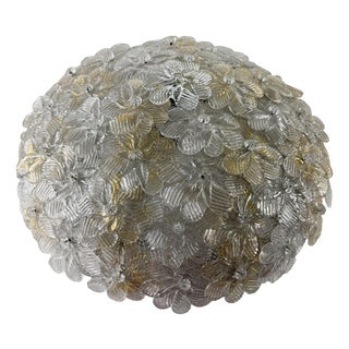 Three-Light Murano Glass Ceiling Lamp in the style of Ercole Barovier, 1940s For Sale
