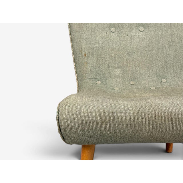 Swedish Modern, Slipper Chair, Green Fabric, Beech, Sweden, 1940s For Sale - Image 9 of 12