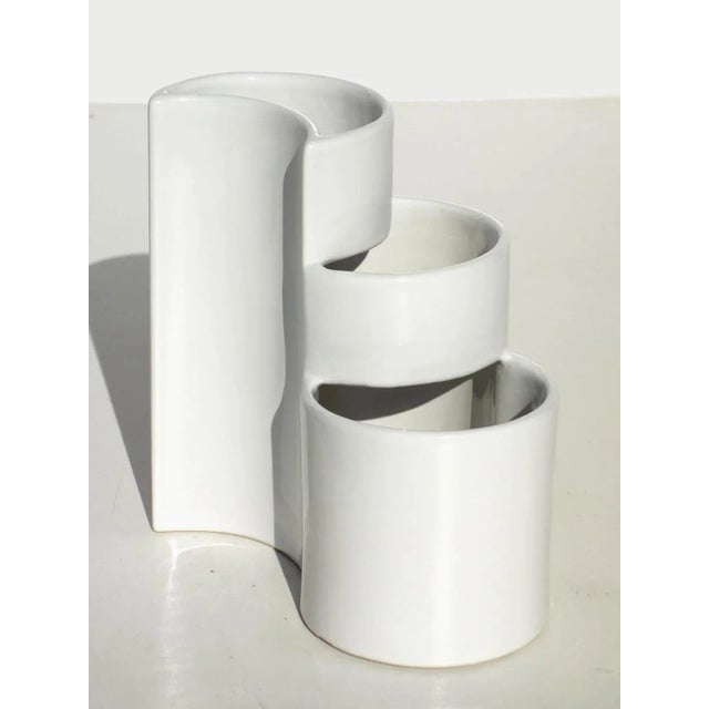1960s Italian Design White Ceramic Vase by Giotto Stoppino for Brambilla, 1960s For Sale - Image 5 of 5