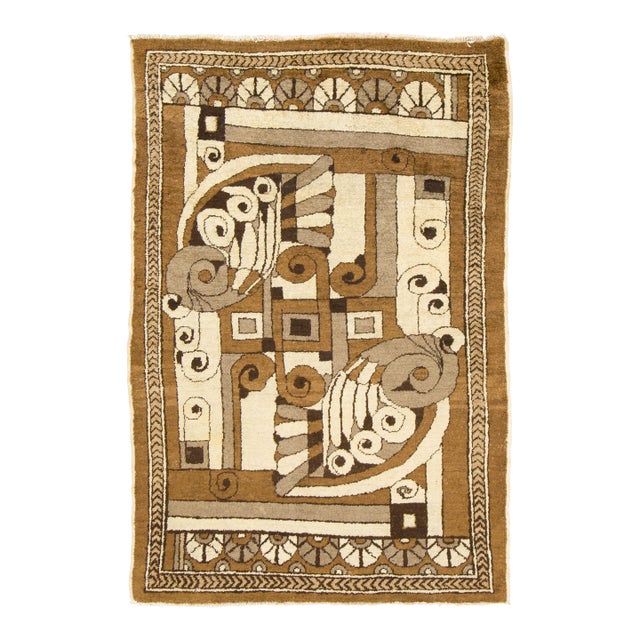 Contemporary French Geometric Brown Wool Rug by Rug & Kilim, France For Sale