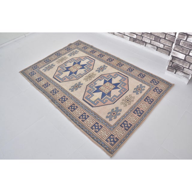 Handmade wool carpet in Turkish Anatolia , Vintage Oushak Rug,Turkish Vintage Anatolian Rug, Handmade wool Rug . One Of...