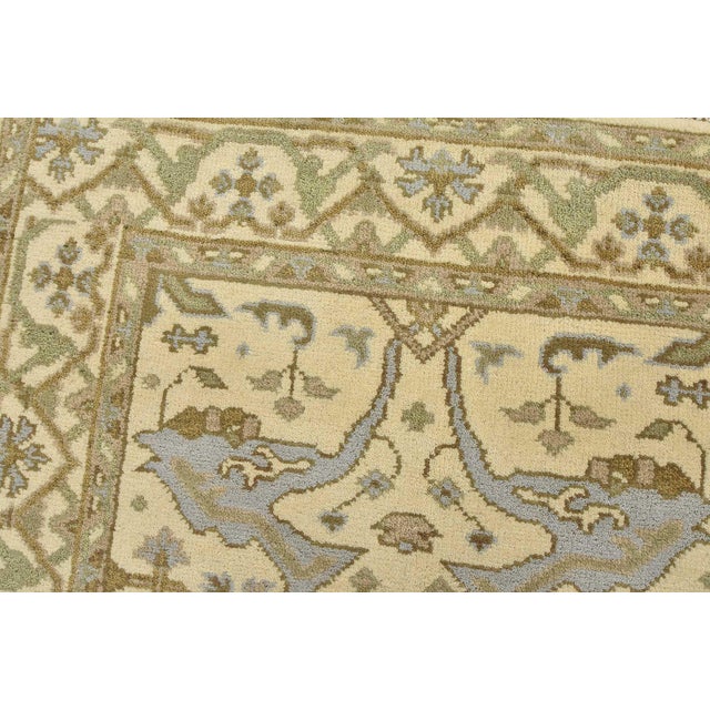 Oushak Rug 4′ X 6’1” Ivory Wool Tribal Hand-Knotted Oriental Carpet For Sale In Philadelphia - Image 6 of 13