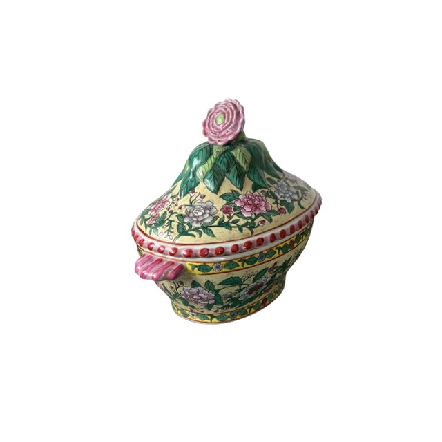 Vintage Late 20th Century Decorative Lotus Flower Tureen For Sale - Image 10 of 10