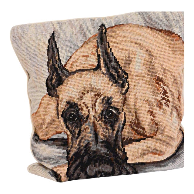 Vintage Great Dane Needlepoint Pillow For Sale