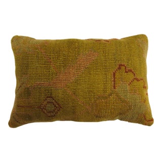 Yellow Turkish Oushak Lumbar Rug Pillow For Sale