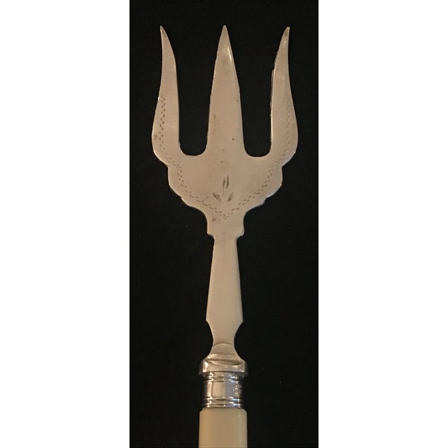English Antique British Silver Bread Fork or Serving Fork or Hors d'Oeuvres Fork For Sale - Image 3 of 6