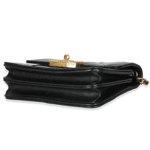 Black Quilted Calfskin Strass Mini Flap Bag For Sale In New York - Image 6 of 9