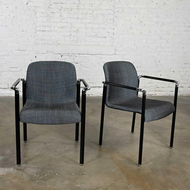 Vintage Modern Armchairs Herman Miller Chrome & Black Original Fabric, a Pair For Sale - Image 13 of 13