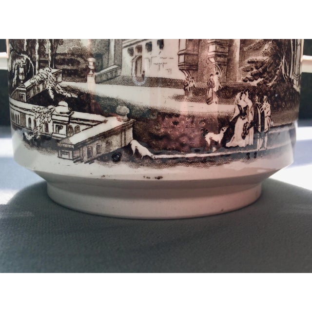 Early 20th Century Early 20th Century Castle Scene Brown Transfer-Ware Sugar Canister For Sale - Image 5 of 13