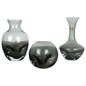 Hand Blown Crystal Glass Vases from Friedrich Kristall, Germany, 1970s, Set of 3
