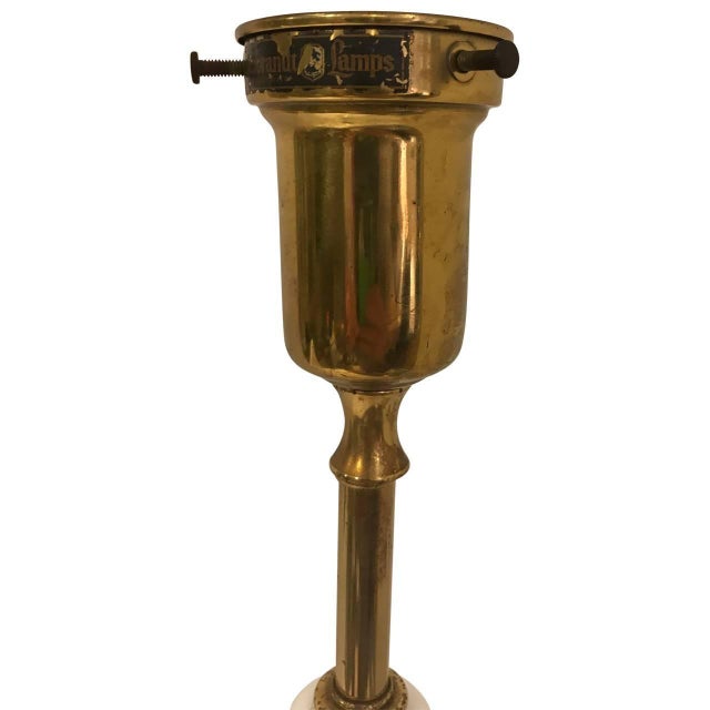 Vintage White Opaline and Wood Table Lamp For Sale - Image 4 of 8