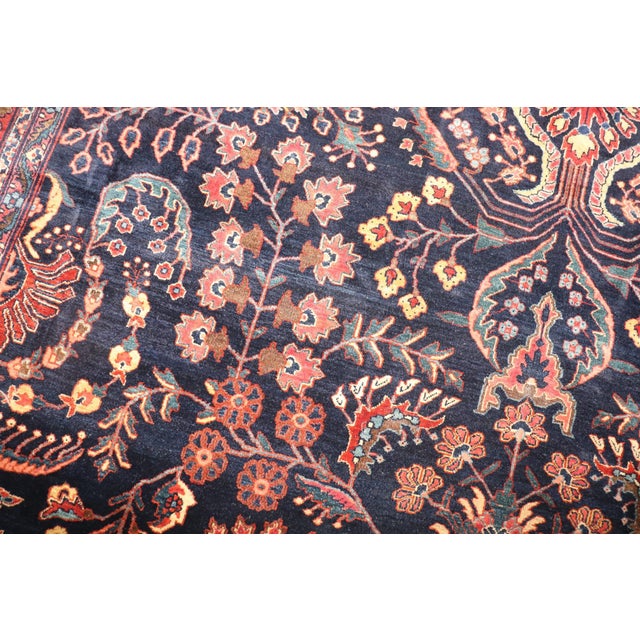 Navy Sarouk Ferehan Rug rug no.j5088 For Sale - Image 13 of 13