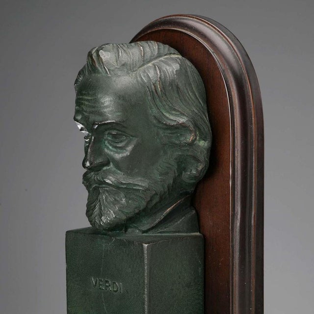 Bronze and Wood Bookends, Set of 2 For Sale - Image 9 of 11