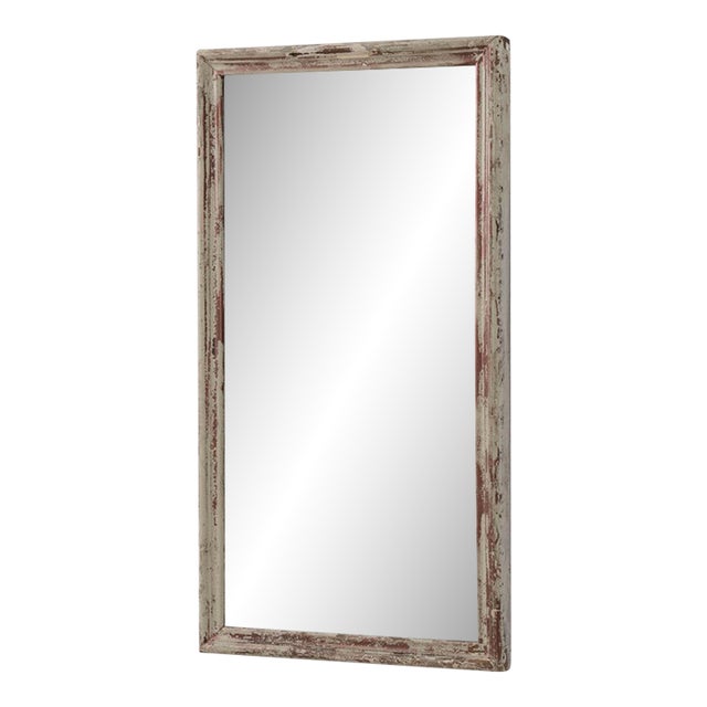 19th Century France Antique White Wood Mirror For Sale