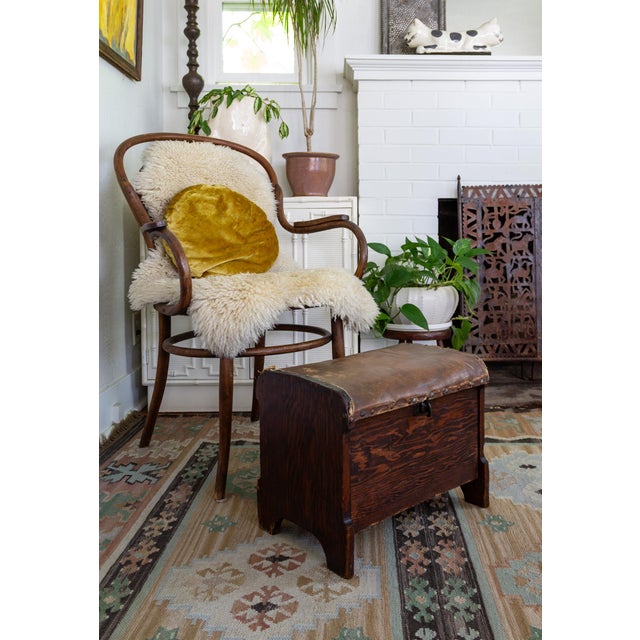 19th Century Wood and Waxed Canvas Shoe Shine Stool With Storage For Sale - Image 6 of 16