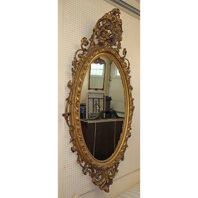 Large Mid 19th Century Gold Gilt American Philadelphia Floral Wall Mirror For Sale In New York - Image 6 of 18