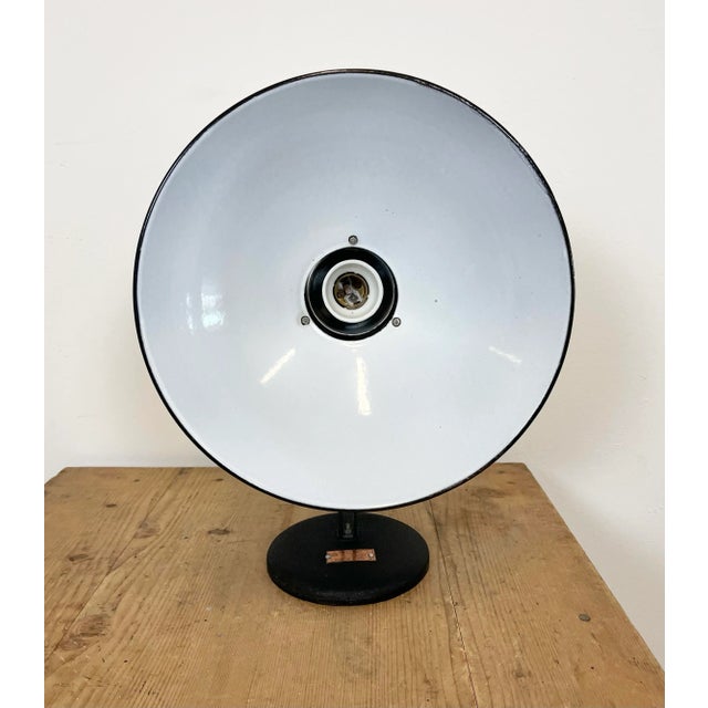 Vintage Industrial Black Enamel Table Lamp, 1950s For Sale - Image 9 of 14