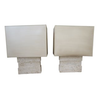 Travertine Table Lamps, 1970s, Set of 2 For Sale