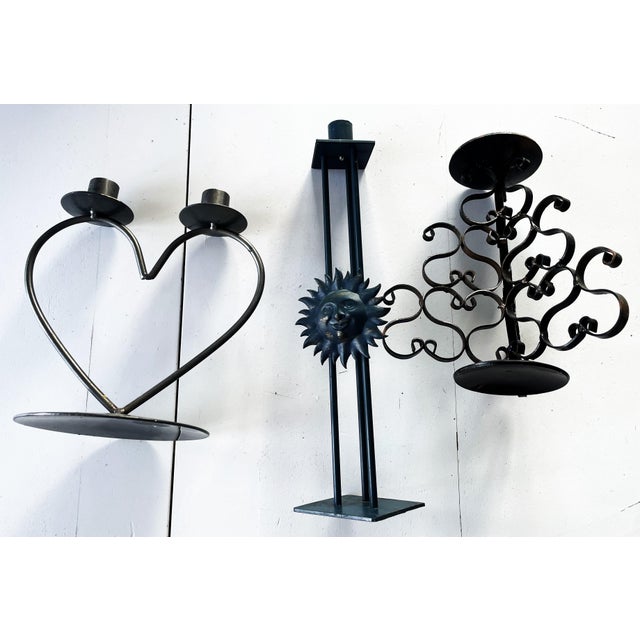 Vintage Metalwork Candlesticks, 1950s, Set of 3 For Sale - Image 9 of 9