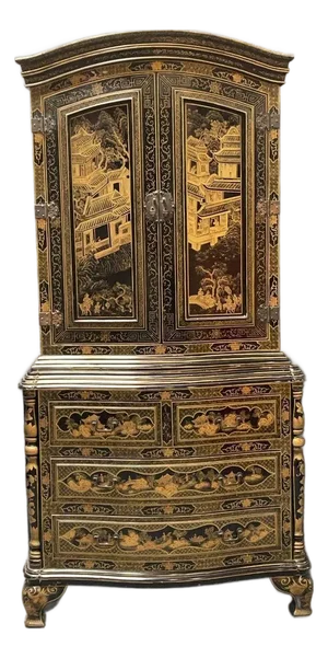 Black Lacquer Chinoiserie Cabinet