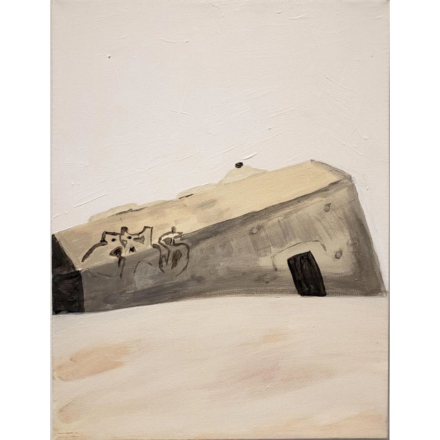 Contemporary Painting of Beach Bunker Ruin by Lionel Lamy For Sale In Dallas - Image 6 of 6
