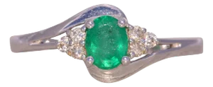 The Bray: Natural Emerald and Diamond Ring in White Gold