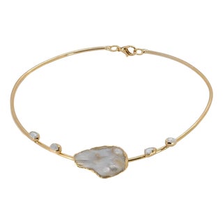 Majestic Pearl & Gold Choker Necklace For Sale