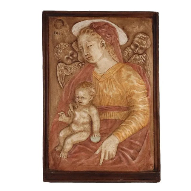 Italian Painted Virgin Mary Bas-Relief, 1900 For Sale - Image 9 of 9