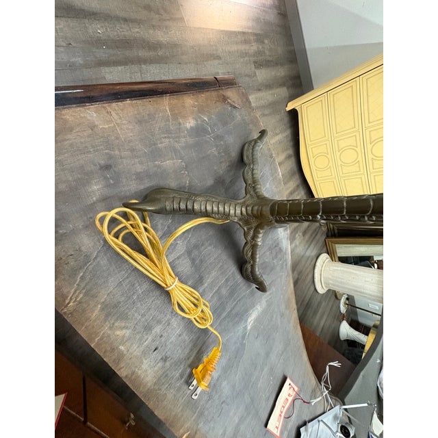 Metal Mid 20th Century P.E. Guerin Bronze Ostrich Leg Lamp For Sale - Image 7 of 14