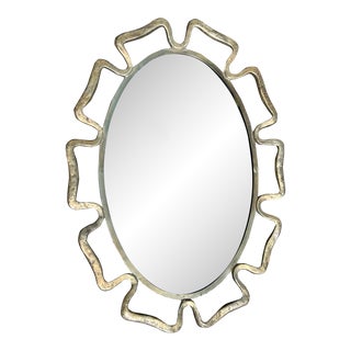 Vintage Uttermost Beccaria Silver Oval Mirror For Sale