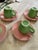 1950s Set of Four (4) MCM Teacups With Saucers in Pink and Green For Sale - Image 9 of 10