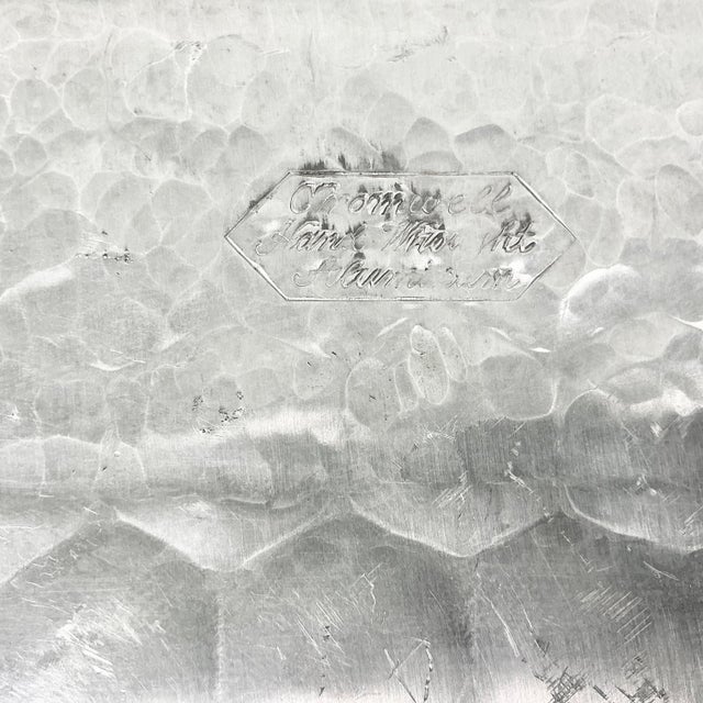 1950s Vintage Boho Chic Arts & Crafts Hand Wrought Etched Aluminum Serving Tray For Sale - Image 13 of 13
